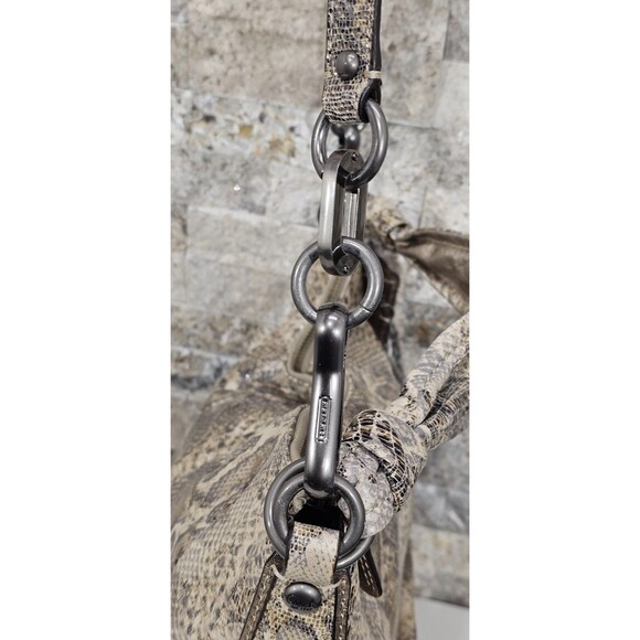 Coach Leather Kristin Shoulder Bag Python Embossed Neutral Snake Hobo Purse - Picture 11 of 16